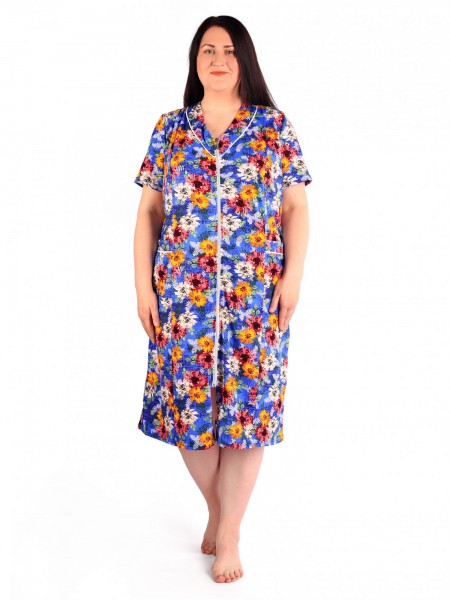 Халат женский кулирка Фаина василек