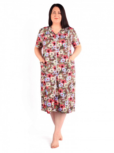 Халат женский кулирка Фаина браун