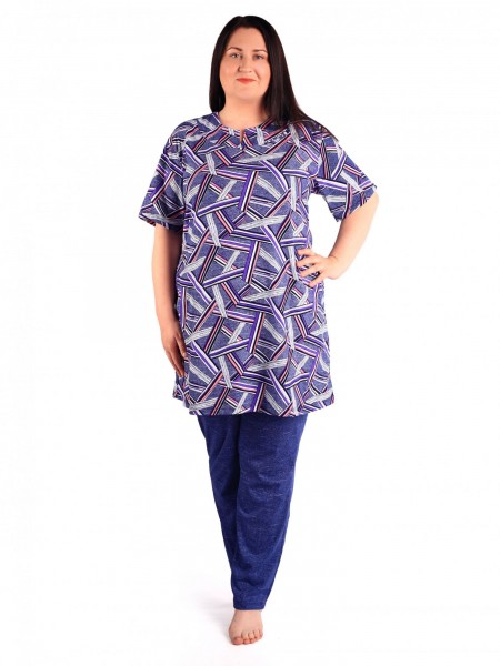 Костюм женский кулирка с брюками Лабиринт синий