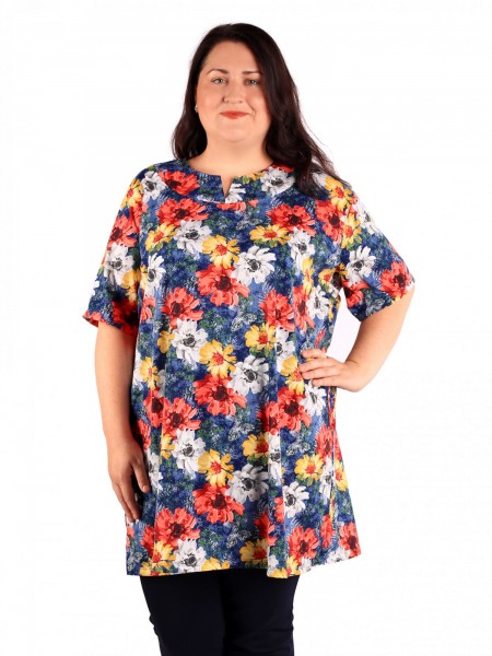 Туника женская кулирка Клавдия цветы