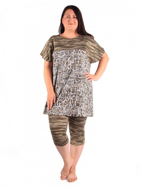 Костюм женский кулирка с бриджами Матильда хаки