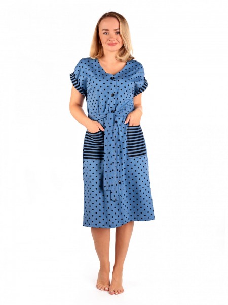 Халат женский кулирка Бьянка горох индиго