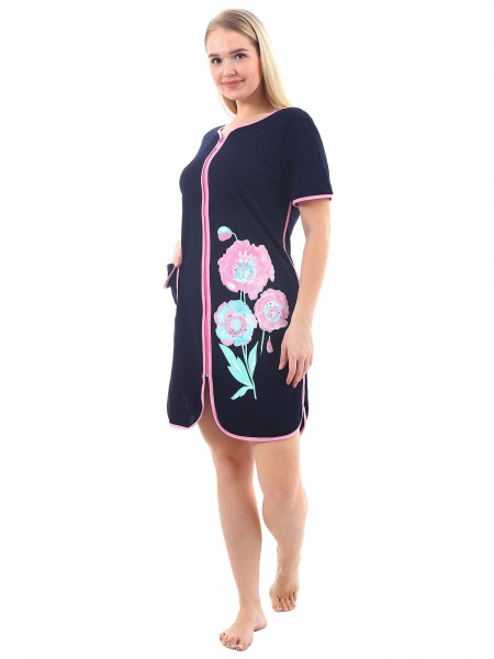 Халат женский кулирка на молнии Георгин