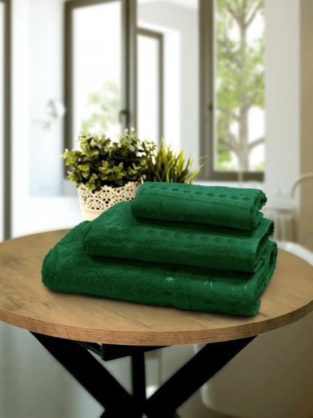 Набор махровых полотенец Жаккард Темно-зеленый