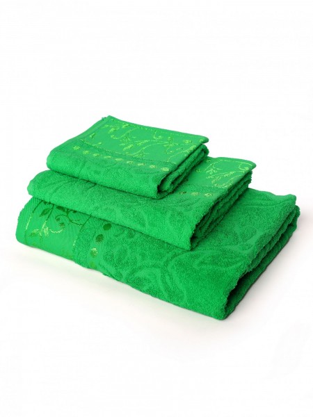 Набор махровых полотенец Жаккард Зеленый