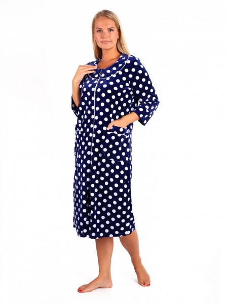 Халат женский велюр на молнии Очарование синий