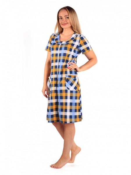 Халат женский кулирка на молнии Илона шафран