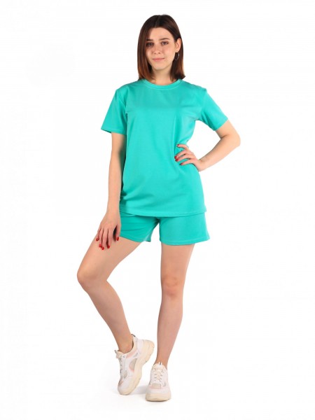Костюм женский кулирка с шортами Флай мята