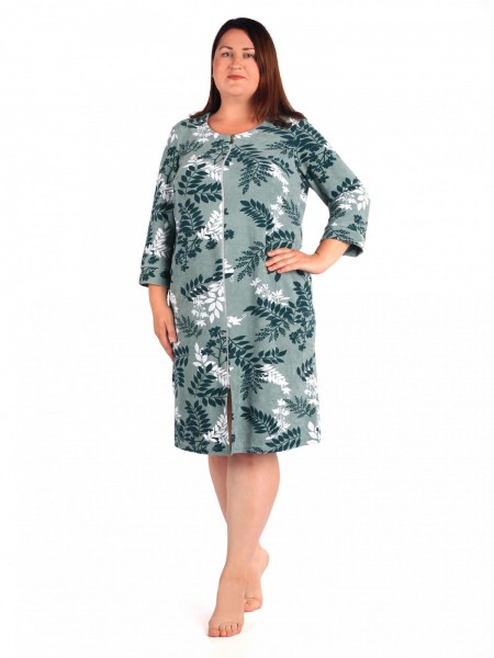 Халат женский махровый на молнии Виталина зелень