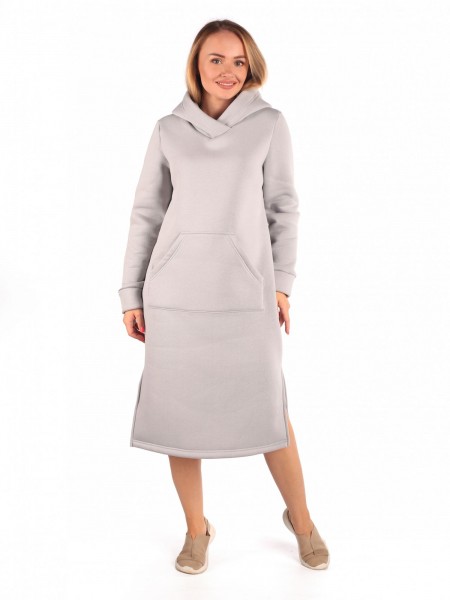 Платье женское футер 3-х нитка начес пенье Дина серый