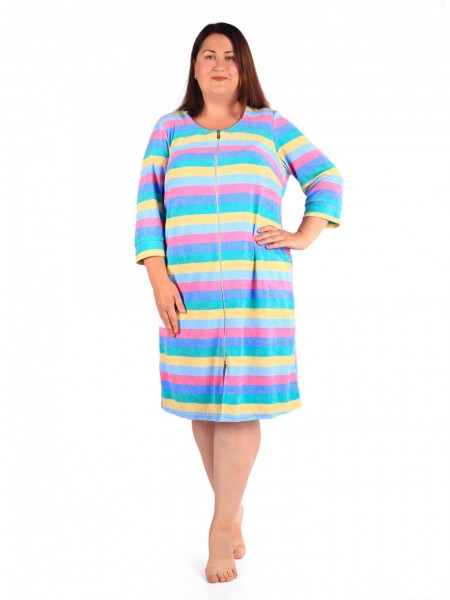 Халат женский махровый на молнии Радуга