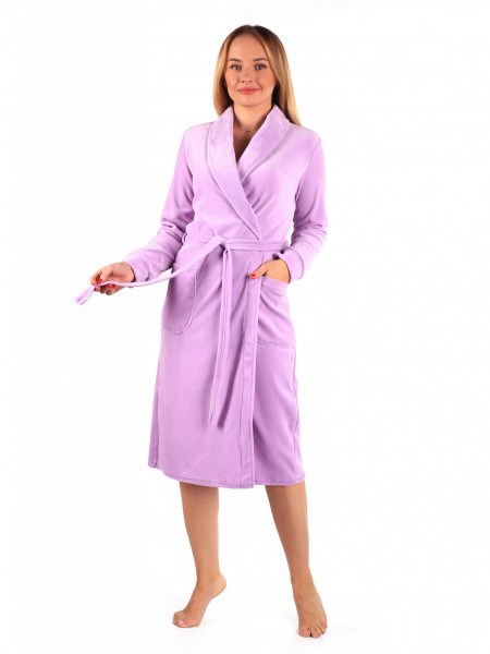 Халат женский велюровый на запах Новелла сирень