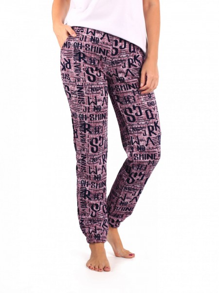 Брюки женские футер начес 2-х нитка Шрифт брусника