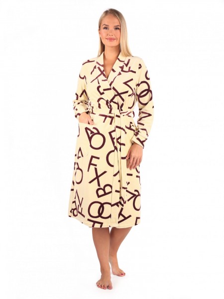 Халат женский велюровый на запах Октава крем